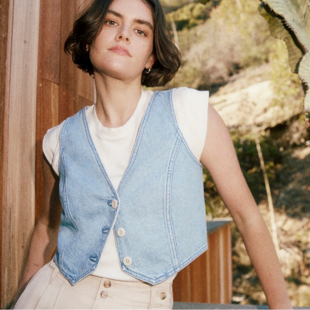Madewell Light Blue Denim Vest